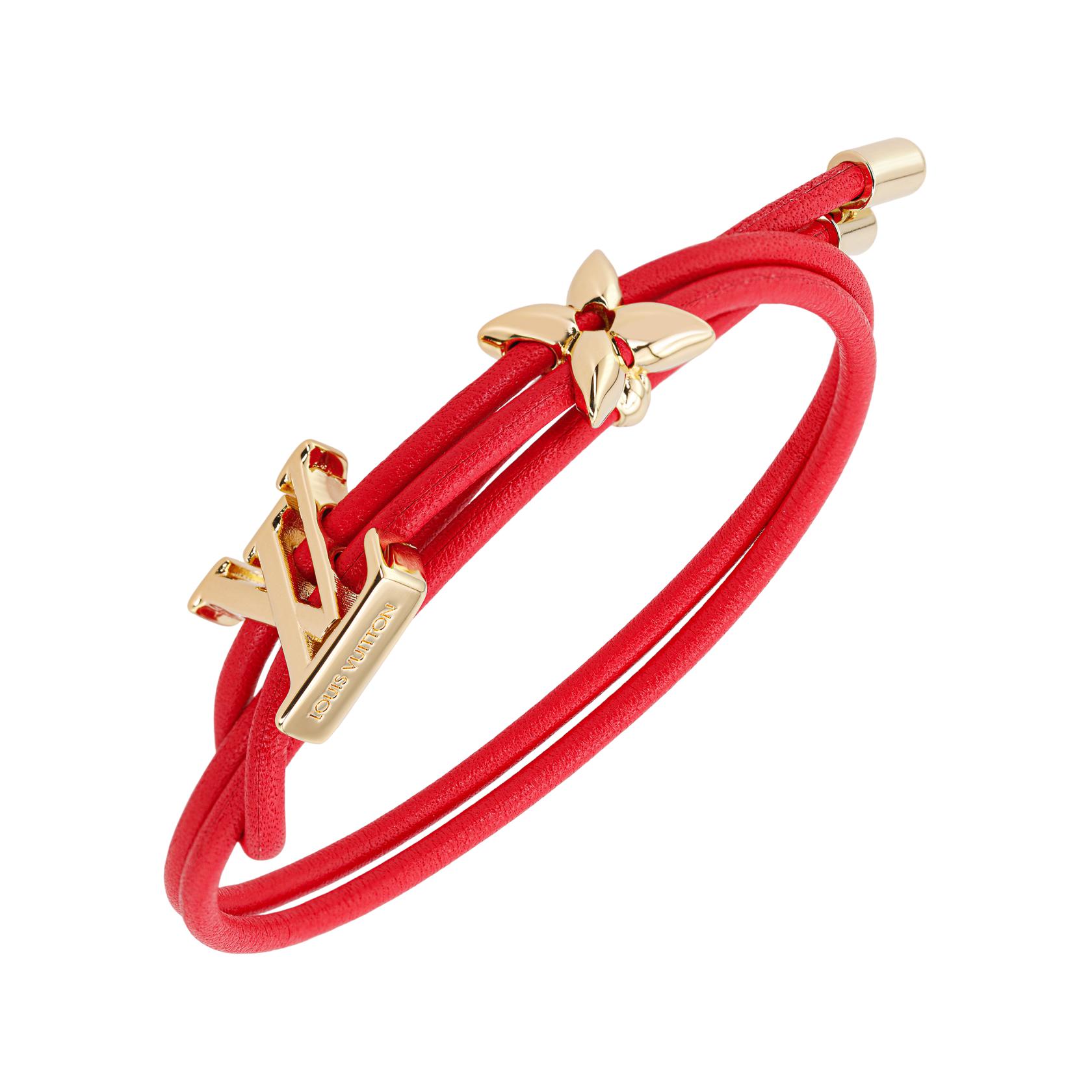 (Women) LOUIS VUITTON  Red Flower Pattern Calfskin Leather Bracelet. M8532Z 圖 4