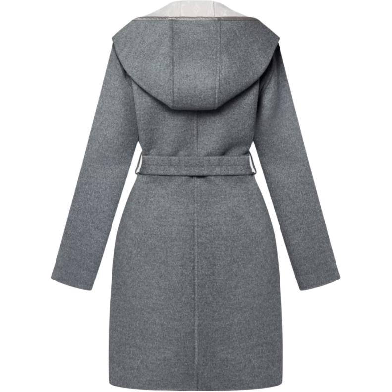 (Women) Louis Vuitton  Reversible Monogram Long Hooded Coat Grey White 1AFSJG 圖 4