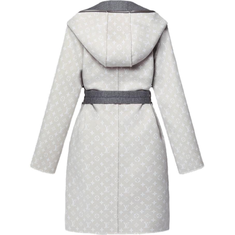 (Women) Louis Vuitton  Reversible Monogram Long Hooded Coat Grey White 1AFSJG 圖 5