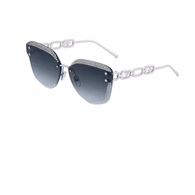 (Women) Louis Vuitton Silver Metal Butterfly Sunglasses with Crystal Details. Z2562U