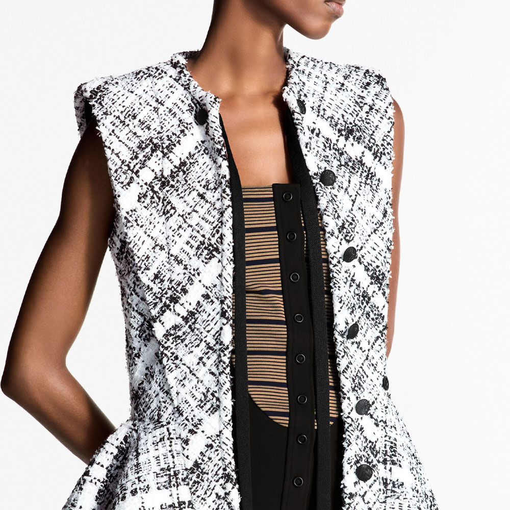 (Women) Louis Vuitton  Sleeveless Ruffled Tweed Jacket Black 1AHGQ8 圖 5