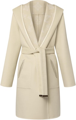 (Women) LOUIS VUITTON Solid Beige Hooded Mid-Length Coat. 1AGBQD Buy (Women) LOUIS VUITTON Solid Beige Hooded Mid-Length Coat. 1AGBQD