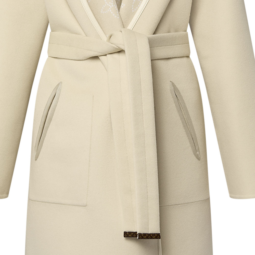 Details for (Women) LOUIS VUITTON  Solid Beige Hooded Mid-Length Coat. 1AGBQD