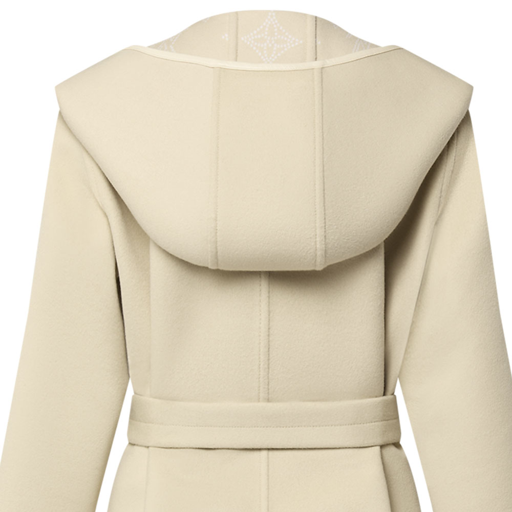 Sizing (Women) LOUIS VUITTON  Solid Beige Hooded Mid-Length Coat. 1AGBQD