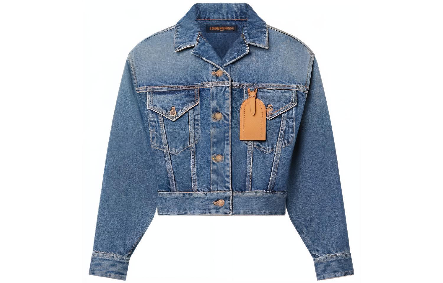 (Women) LOUIS VUITTON  Solid Color Short Slim Long Sleeve Jacket Blue 1ABT8Y