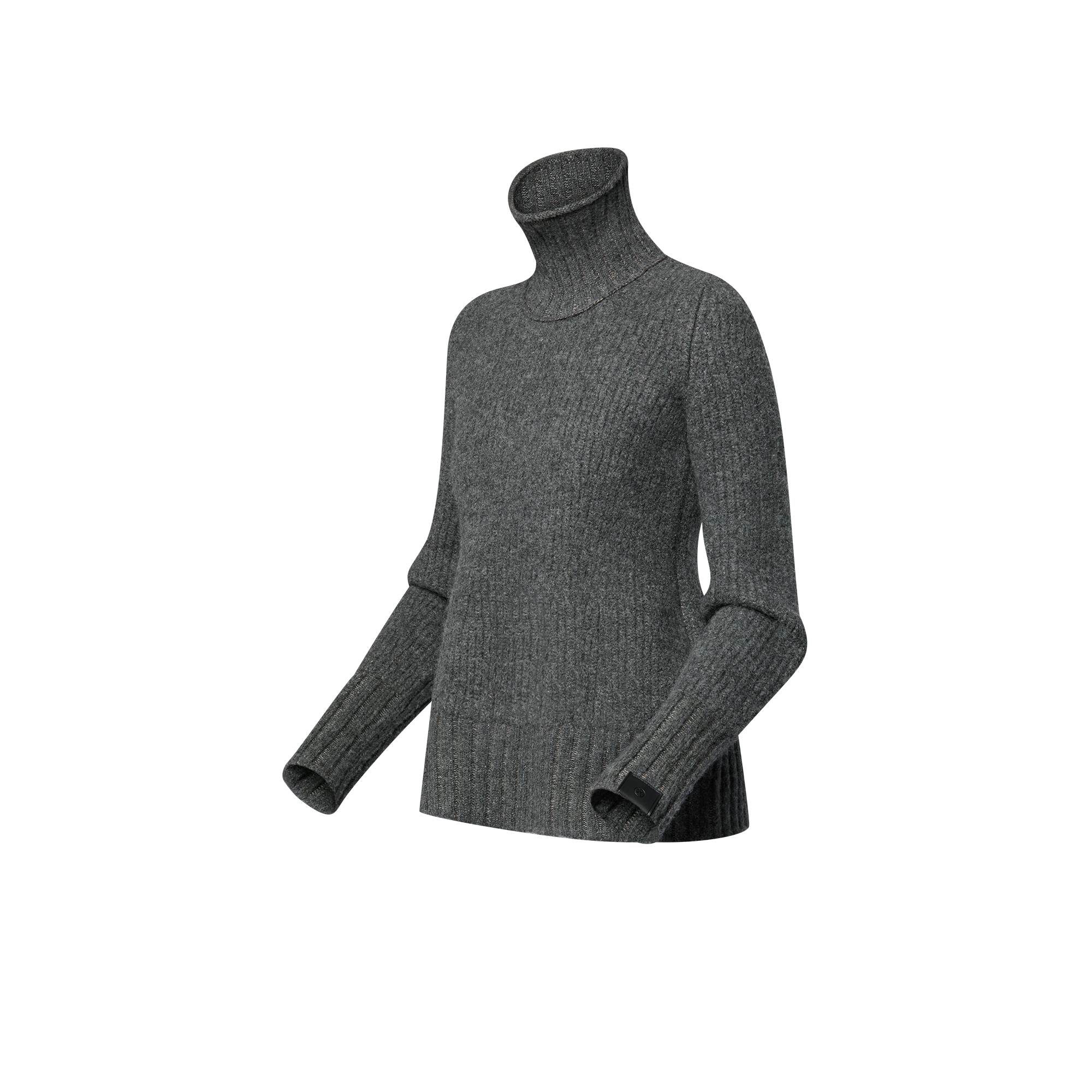 Shop (Women) LOUIS VUITTON  Solid Ribbed Turtleneck Knit Sweater Dark Grey 1AGFWH