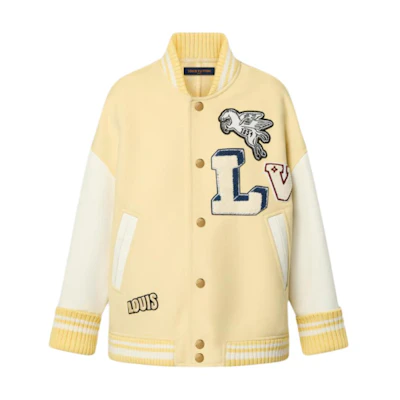 (Women) LOUIS VUITTON SS24 Monogram Patch Button-Up Long-Sleeve Jacket Yellow. 1AFZTQ