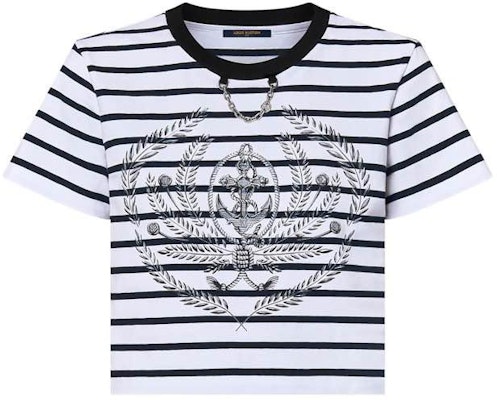 (Women) Louis Vuitton Striped Print Short-Sleeve Crewneck Tee White SS24. 1AFMTI Buy (Women) Louis Vuitton Striped Print Short-Sleeve Crewneck Tee White SS24. 1AFMTI