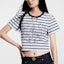Shop (Women) Louis Vuitton Striped Print Short-Sleeve Crewneck Tee White SS24. 1AFMTI