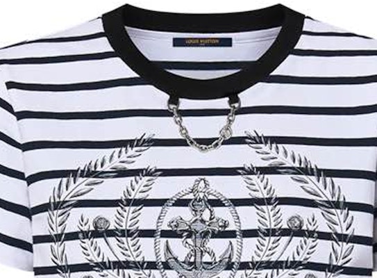 (Women) Louis Vuitton Striped Print Short-Sleeve Crewneck Tee White SS24. 1AFMTI Details for (Women) Louis Vuitton Striped Print Short-Sleeve Crewneck Tee White SS24. 1AFMTI