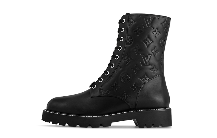 Buy (W) Louis Vuitton Bottes Martin ''Territory'' Cuir Noir Confort Mi-Tuyau Casual 1ABUVN