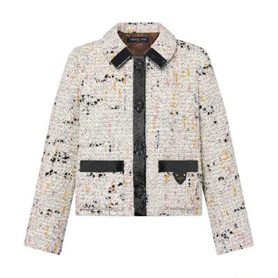 (Women) LOUIS VUITTON Tweed Pearl Collar Single-Breasted Jacket Multicolor. 1AFT90