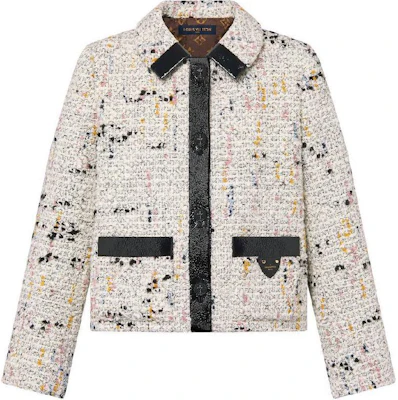 (Women) LOUIS VUITTON Tweed Pearl Collar Single-Breasted Jacket Multicolor. 1AFT90 Order (Women) LOUIS VUITTON Tweed Pearl Collar Single-Breasted Jacket Multicolor. 1AFT90