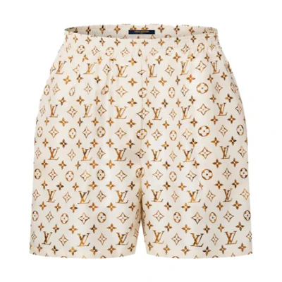 (Women) LOUIS VUITTON White Logo Print Casual Shorts. 1ABGA4