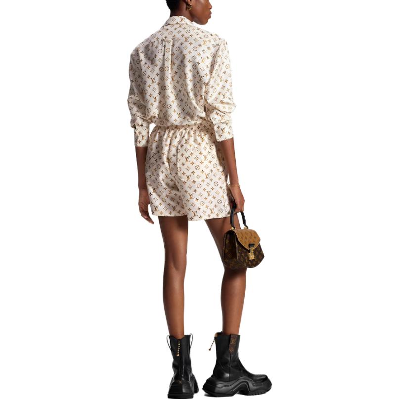 Shop (W) 루이 비통 화이트 로고 프린트 캐주얼 반바지. 1ABGA4