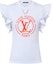 Buy (W) Louis Vuitton Camiseta Blanca de Cuello Redondo con Logo Estampado y Manga Corta 1AFTTI