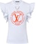 Order (W) Louis Vuitton Camiseta Blanca de Cuello Redondo con Logo Estampado y Manga Corta 1AFTTI
