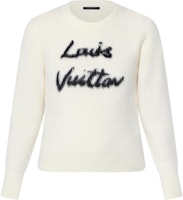 (Women) Louis Vuitton White Long Sleeve Knit Sweater with Letter Pattern 1AGBXS (Women) Louis Vuitton White Long Sleeve Knit Sweater with Letter Pattern 1AGBXS