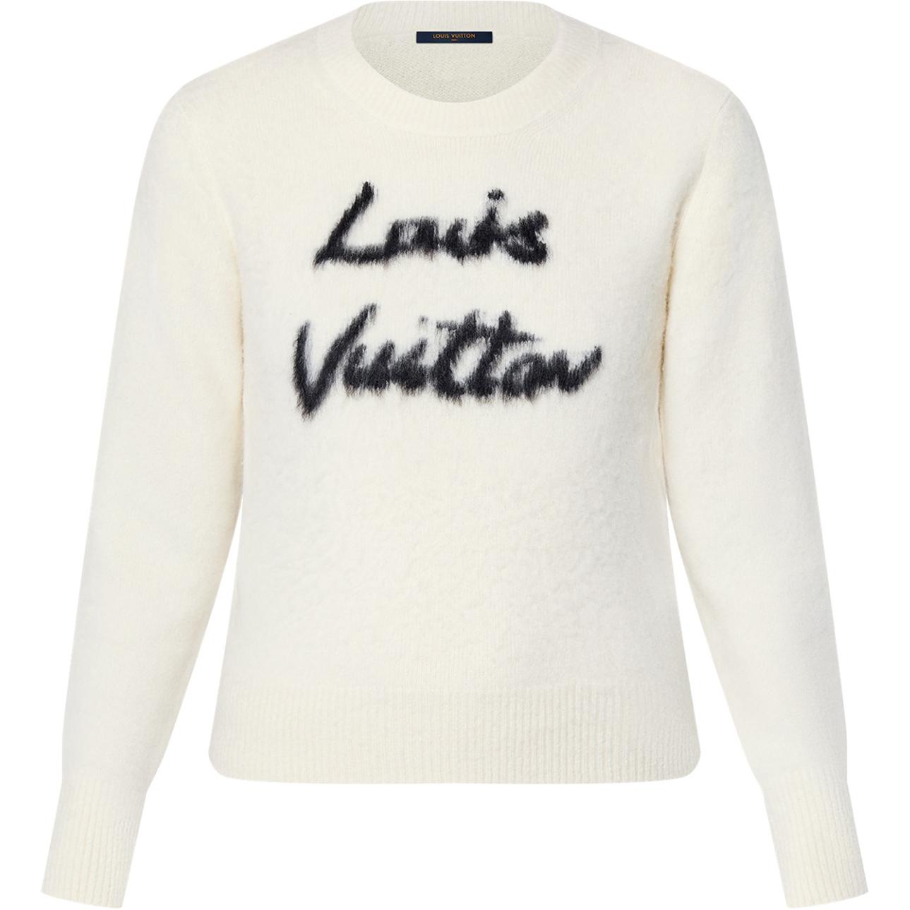 Order (Women) Louis Vuitton  White Long Sleeve Knit Sweater with Letter Pattern 1AGBXS