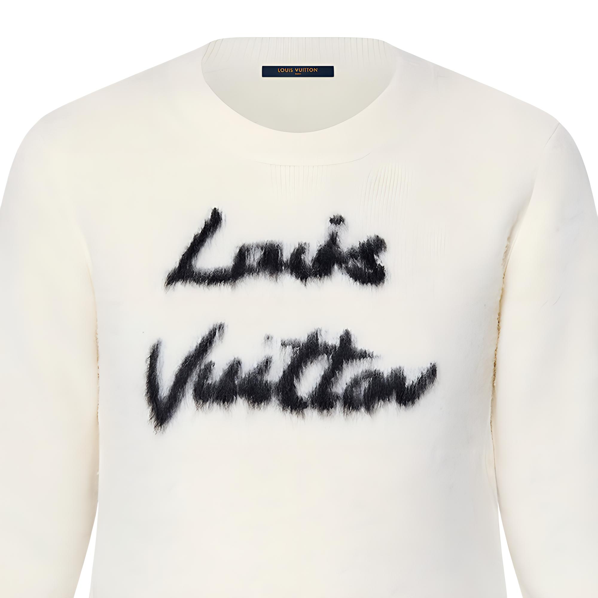 Purchase (Women) Louis Vuitton  White Long Sleeve Knit Sweater with Letter Pattern 1AGBXS