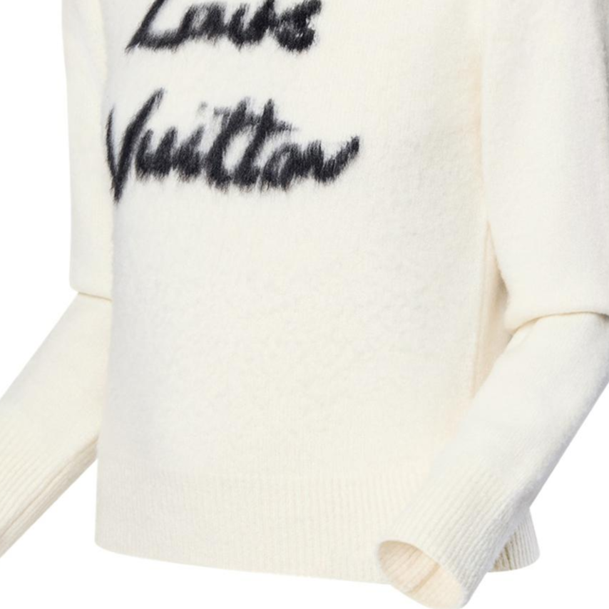 Details for (Women) Louis Vuitton  White Long Sleeve Knit Sweater with Letter Pattern 1AGBXS