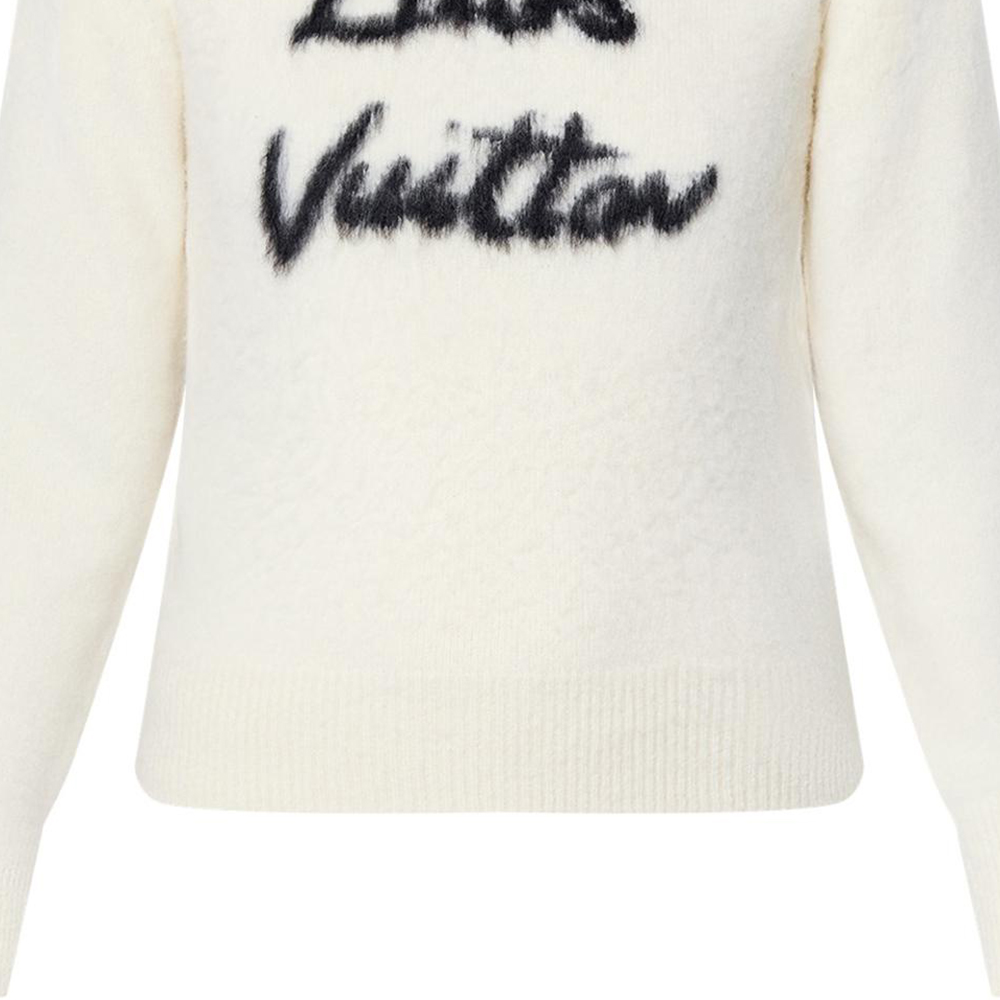 Cheap (Women) Louis Vuitton  White Long Sleeve Knit Sweater with Letter Pattern 1AGBXS