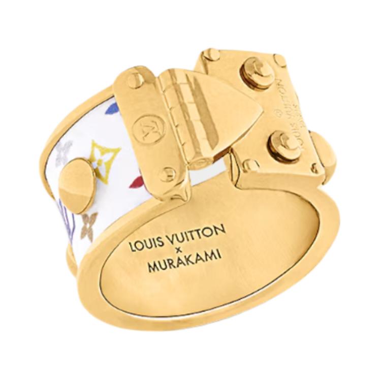 Lookbook (W) 루이 비통 화이트 메탈 락 디자인 반지. M1370