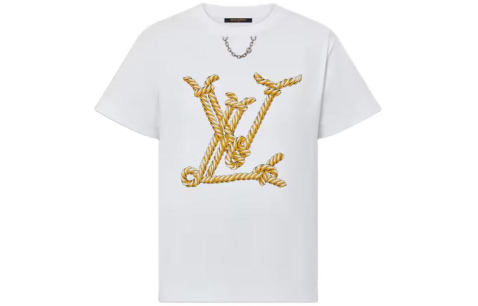 (Women) Louis Vuitton  White Printed Crew Neck Short Sleeve T-Shirt 1AFMZ1