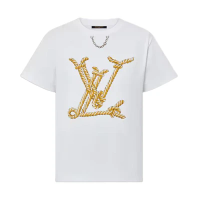 (Women) Louis Vuitton White Printed Crew Neck Short Sleeve T-Shirt 1AFMZ1