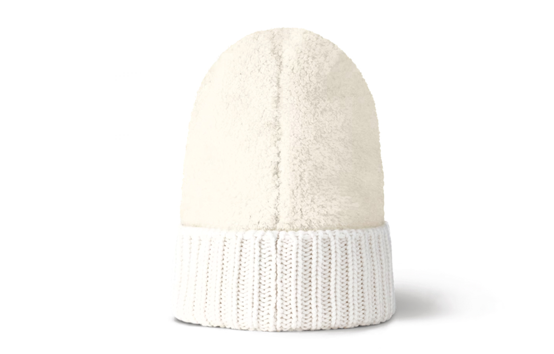Shop (W) 路易威登 白色螺紋針織Logo毛帽 - 羊毛尼龍氨綸 M79444
