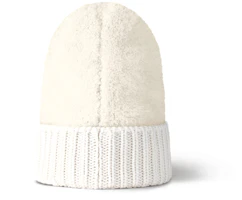 Shop (Women) LOUIS VUITTON White Ribbed Knit Logo Beanie - Wool Nylon Spandex M79444