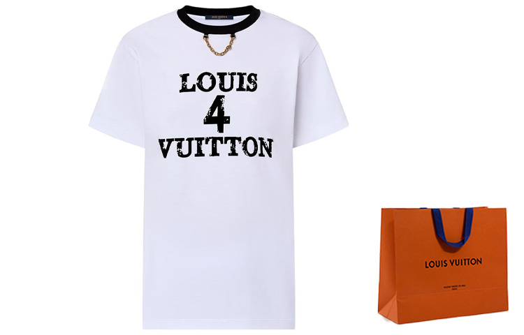 Cheap (Women) LOUIS VUITTON  White T-Shirt with Letter Logo Print. 1ABIQC