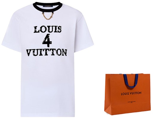 (Women) LOUIS VUITTON White T-Shirt with Letter Logo Print. 1ABIQC Cheap (Women) LOUIS VUITTON White T-Shirt with Letter Logo Print. 1ABIQC