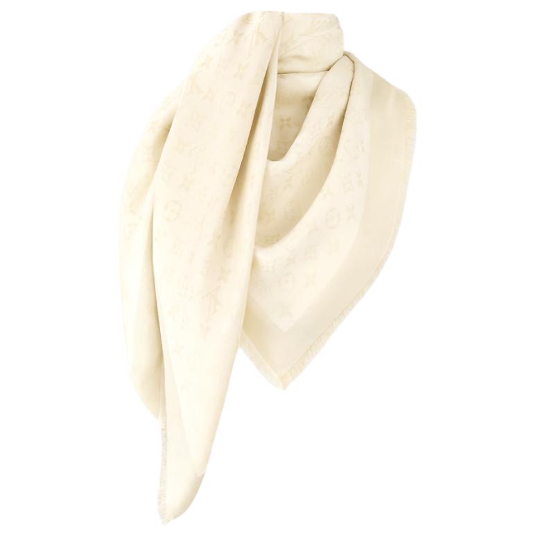 (Women) LOUIS VUITTON  White Viscose Designer Shawl. M74026 圖 3