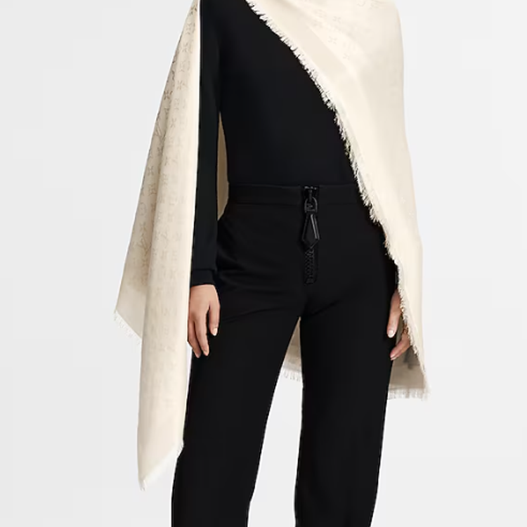 (Women) LOUIS VUITTON  White Viscose Designer Shawl. M74026 圖 4