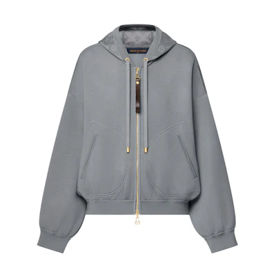 (Women) LOUIS VUITTON Wool Blend Knit Hoodie Gray Long Sleeve Sweater. 1AGCI2