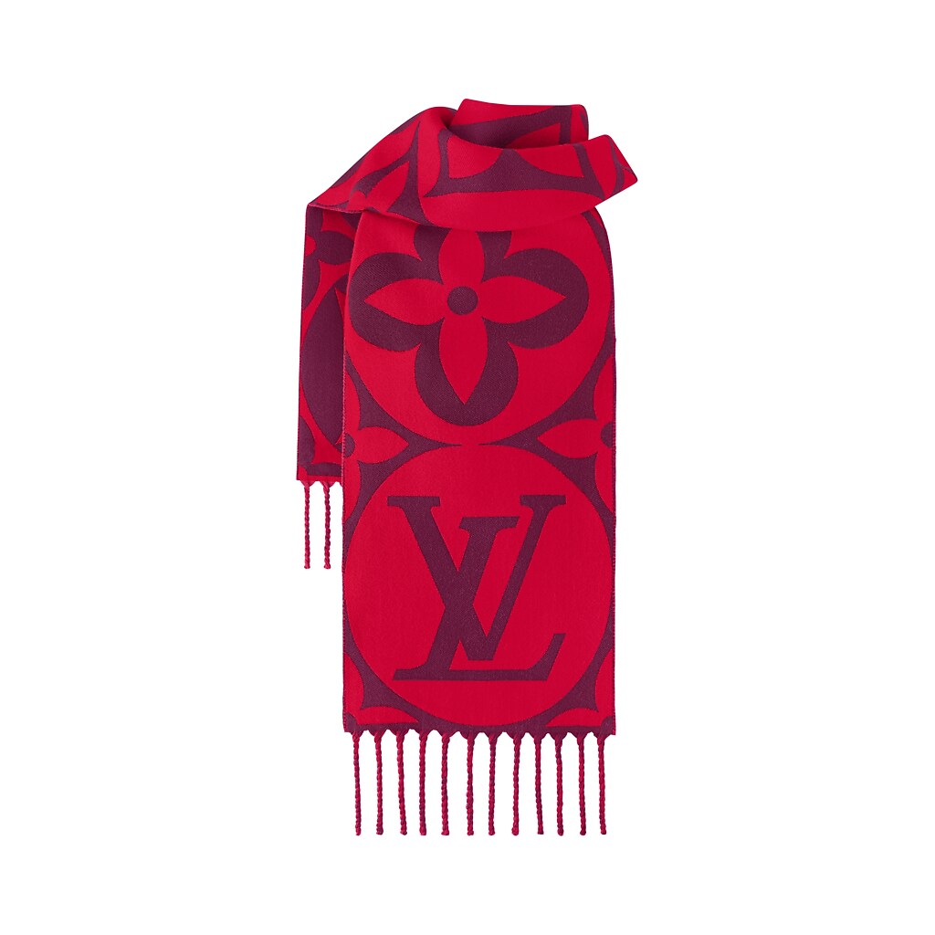 Lookbook (W) 路易威登红色羊毛针织围巾搭配经典字母图案 M90853