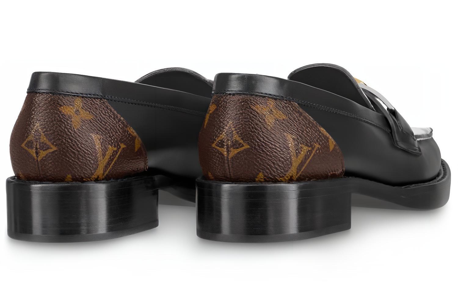 Shop (W) Louis Vuitton Academy Loafers ''Zwart met Monogram Achterkant'' 1A66QN