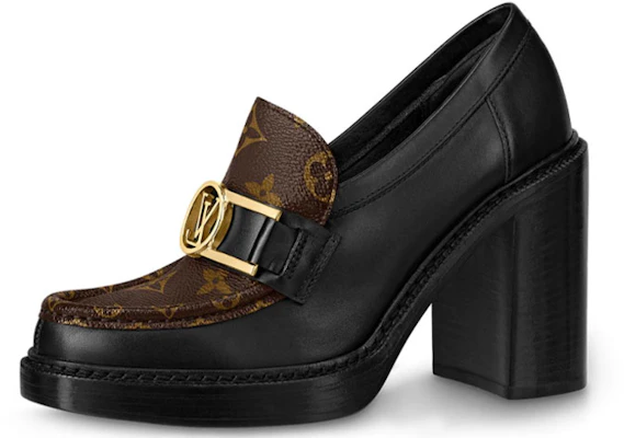 (Women) Louis Vuitton Academy Heeled Loafers 'Black with Brown Monogram' 1A86LV Buy (Women) Louis Vuitton Academy Heeled Loafers 'Black with Brown Monogram' 1A86LV