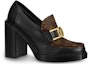 Order (W) Louis Vuitton Kasut Tumit Tinggi Berjiwa Loafer 'Hitam dengan Monogram Coklat' 1A86LV