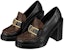 (W) Louis Vuitton Kasut Tumit Tinggi Berjiwa Loafer 'Hitam dengan Monogram Coklat' 1A86LV