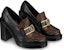 (W) Louis Vuitton Kasut Tumit Tinggi Berjiwa Loafer 'Hitam dengan Monogram Coklat' 1A86LV