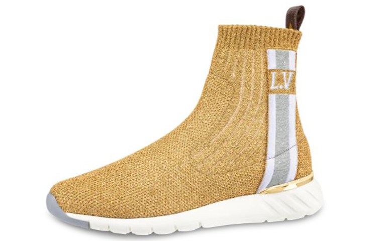 (Women) Louis Vuitton LV Aftergame High-Top Sports Shoes Gold 1A4GLH