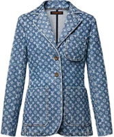 (Women) Louis Vuitton All-Over Print Slim Fit Blazer Blue Long Sleeve Jacket 1AFYTF (Women) Louis Vuitton All-Over Print Slim Fit Blazer Blue Long Sleeve Jacket 1AFYTF