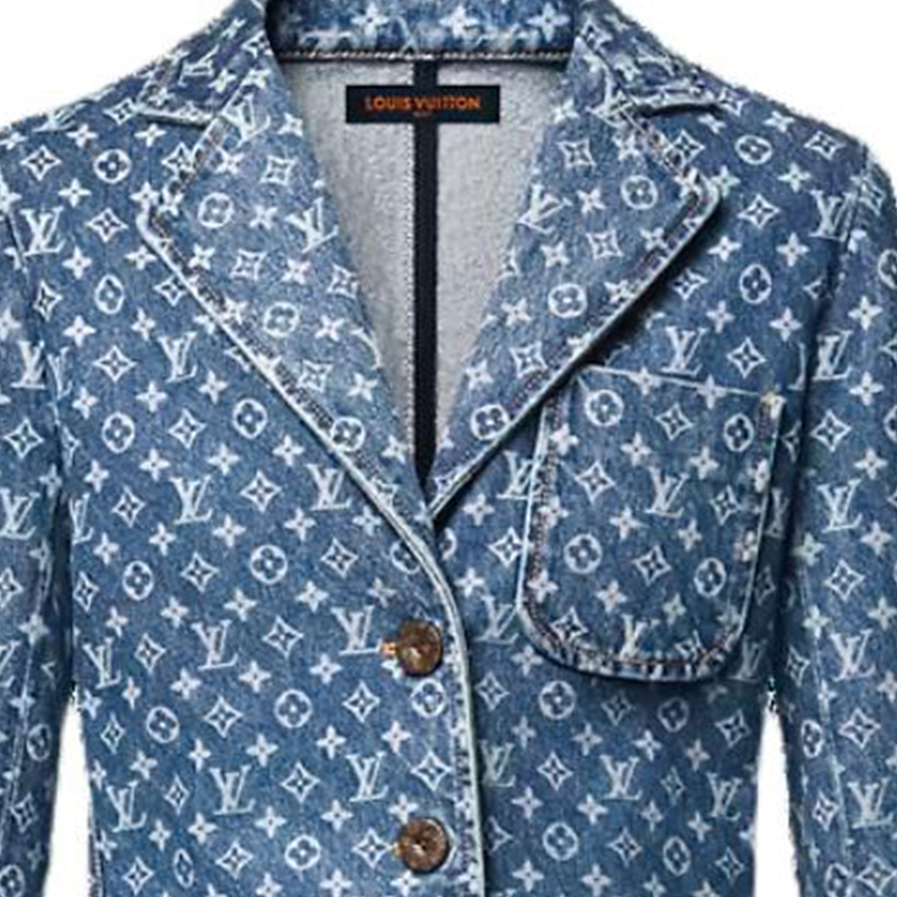Details for (Women) Louis Vuitton All-Over Print Slim Fit Blazer Blue  Long Sleeve Jacket 1AFYTF