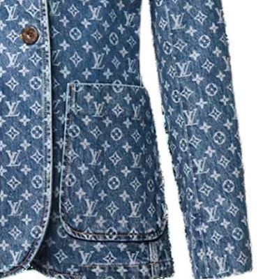 (Women) Louis Vuitton All-Over Print Slim Fit Blazer Blue Long Sleeve Jacket 1AFYTF Sizing (Women) Louis Vuitton All-Over Print Slim Fit Blazer Blue Long Sleeve Jacket 1AFYTF