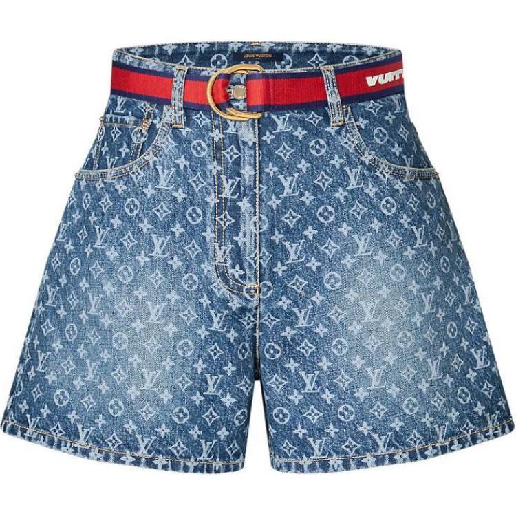 (Women) LOUIS VUITTON America's Cup SS24 High-Waisted Straight Denim Shorts Blue Women. 1AFYT6