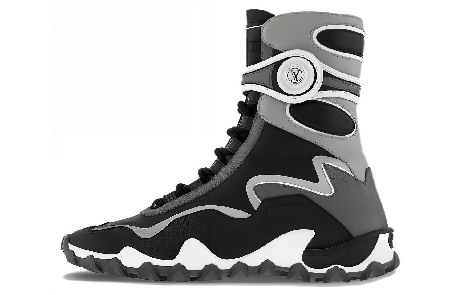 (Women) Louis Vuitton Ankle Boot 'Black Grey Suede Buckle' 1ACKOJ