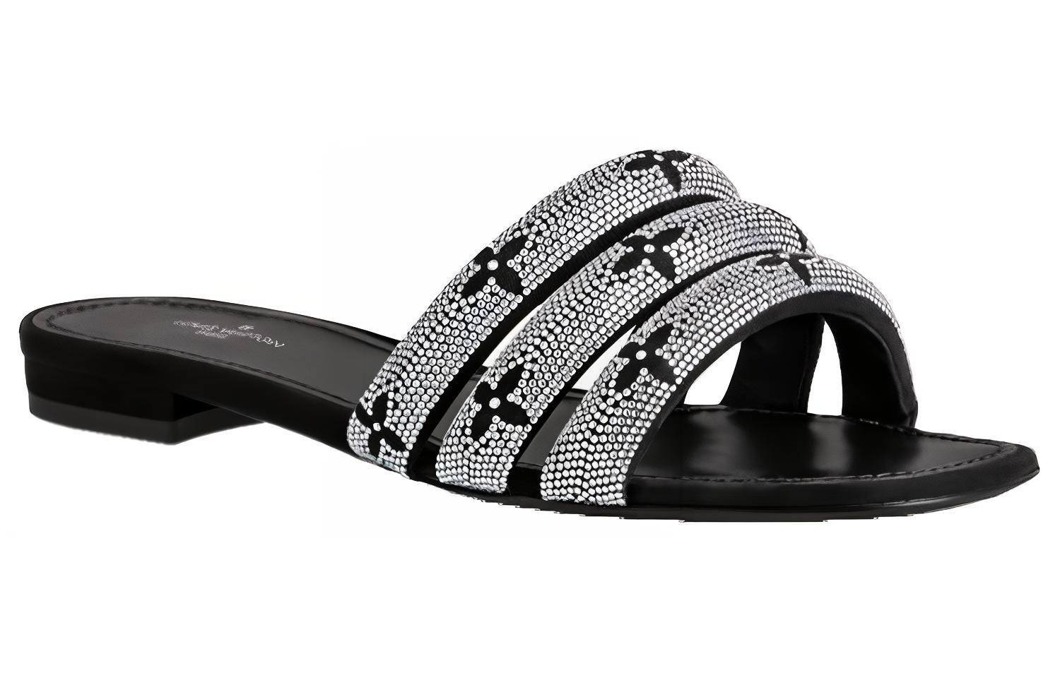 Order (Women) Louis Vuitton Appeal 'Rhinestone Suede Slide Black Silver' 1A95SR