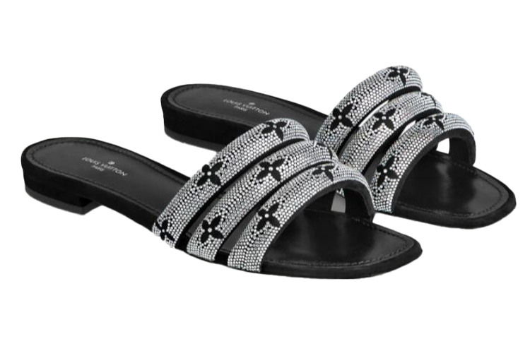 Lookbook (Women) Louis Vuitton Appeal 'Rhinestone Suede Slide Black Silver' 1A95SR